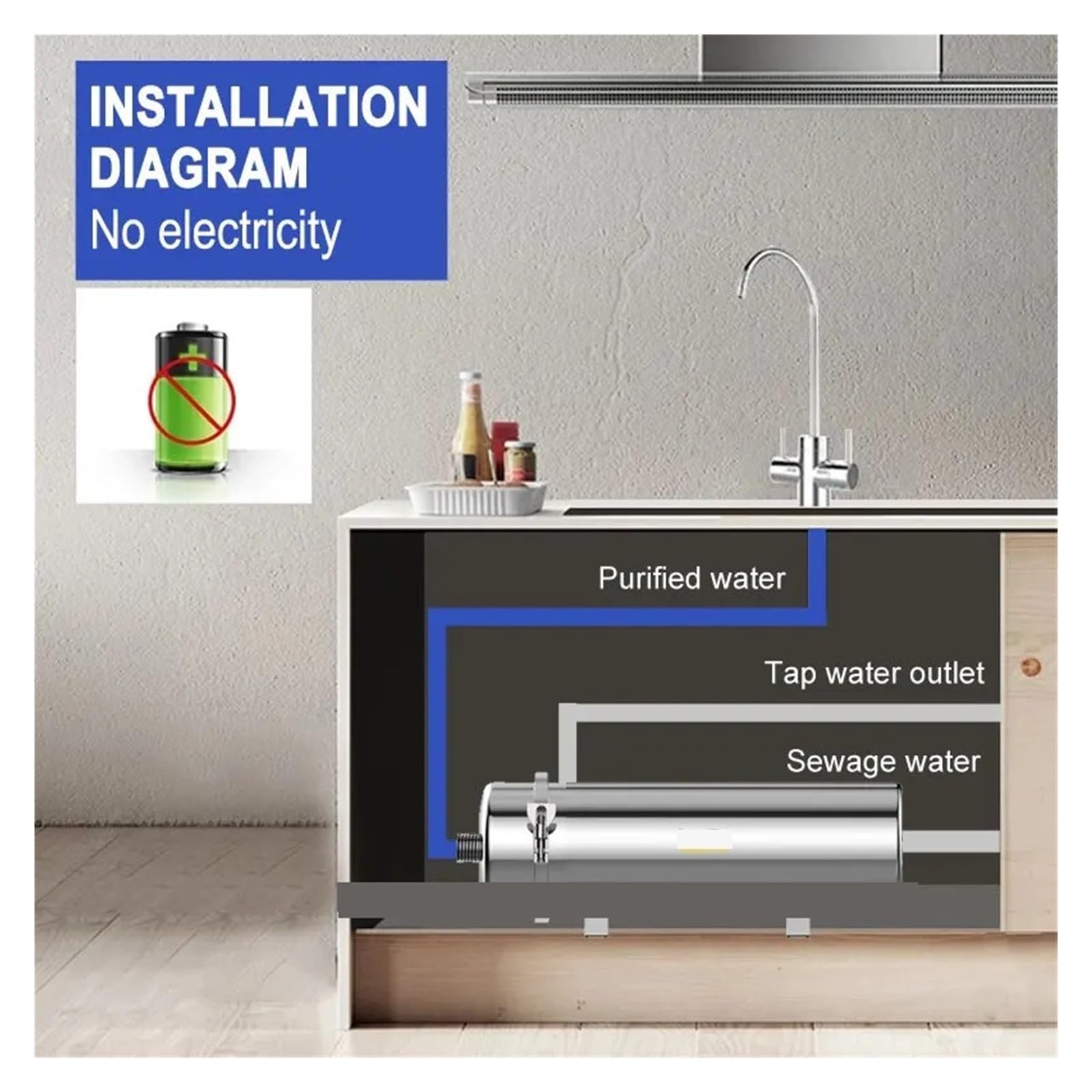 PVDF Depuratore d'acqua Tutta la casa Ultration Filtro acqua 0,01um Filtri 3500L/H SUS304 Acqua potabile(1000L)