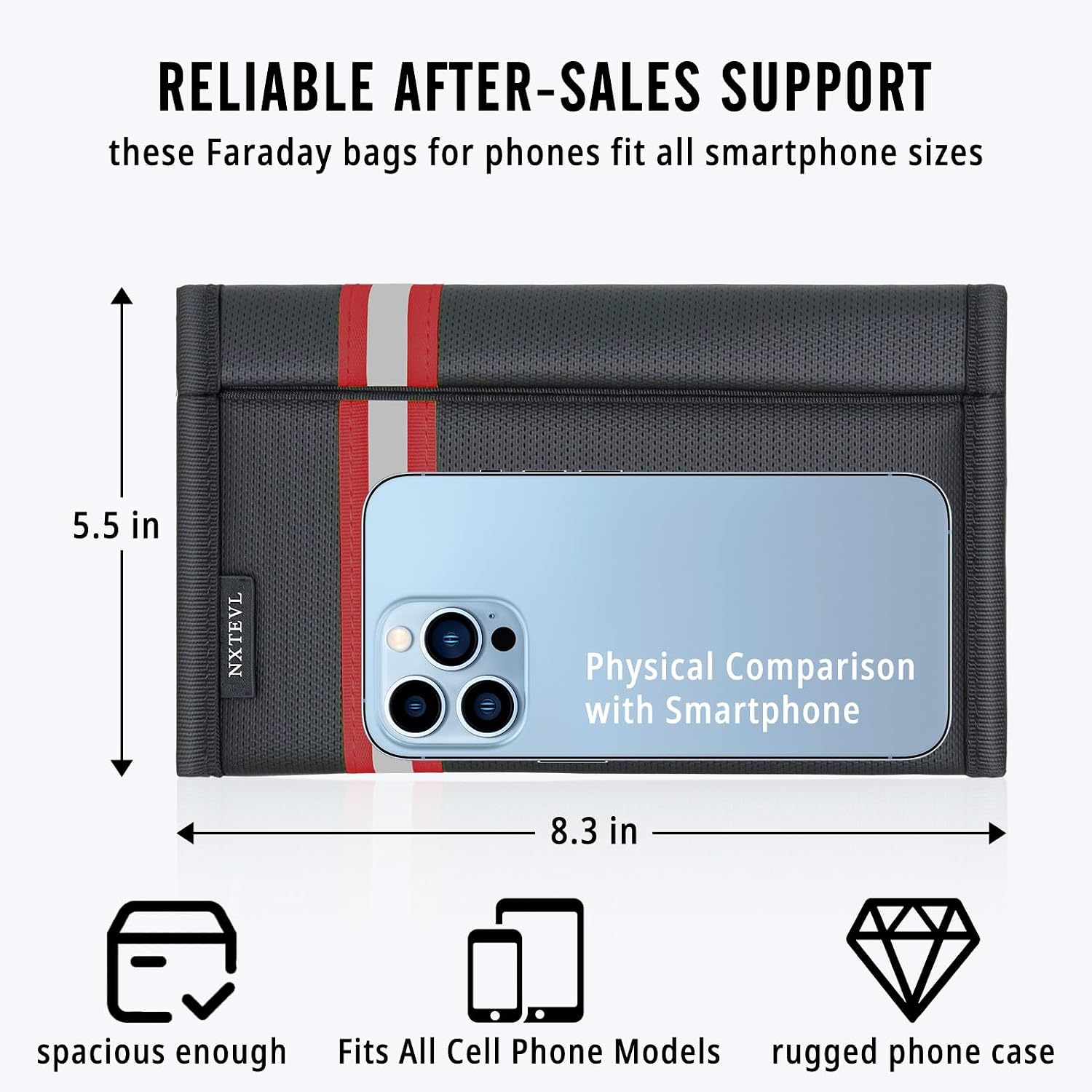 Faraday Bag for Phone & Car Keys, RFID Signal Blocking Pouch, Military-Grade Anti-Tracking Case, Fireproof Waterproof Shockproof Faraday Pouch for Smartphones, Credit Cards & Key Fobs