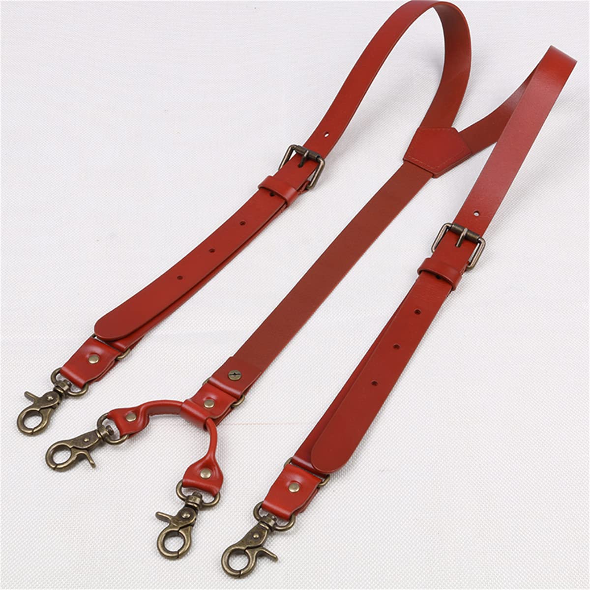 Tirantes para Hombre, Tirantes de Cuero en Forma Y for Hombre, Resistentes y Ajustables, Menu2019(Deep Red)