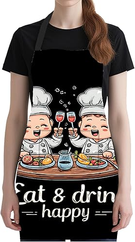 Miniatura 2 de ANNA QUEEN Delantal de Feliz Navidad para mujeres y hombres con bolsillos, delantal de muñeco de nieve, ajustable, chef de cocina