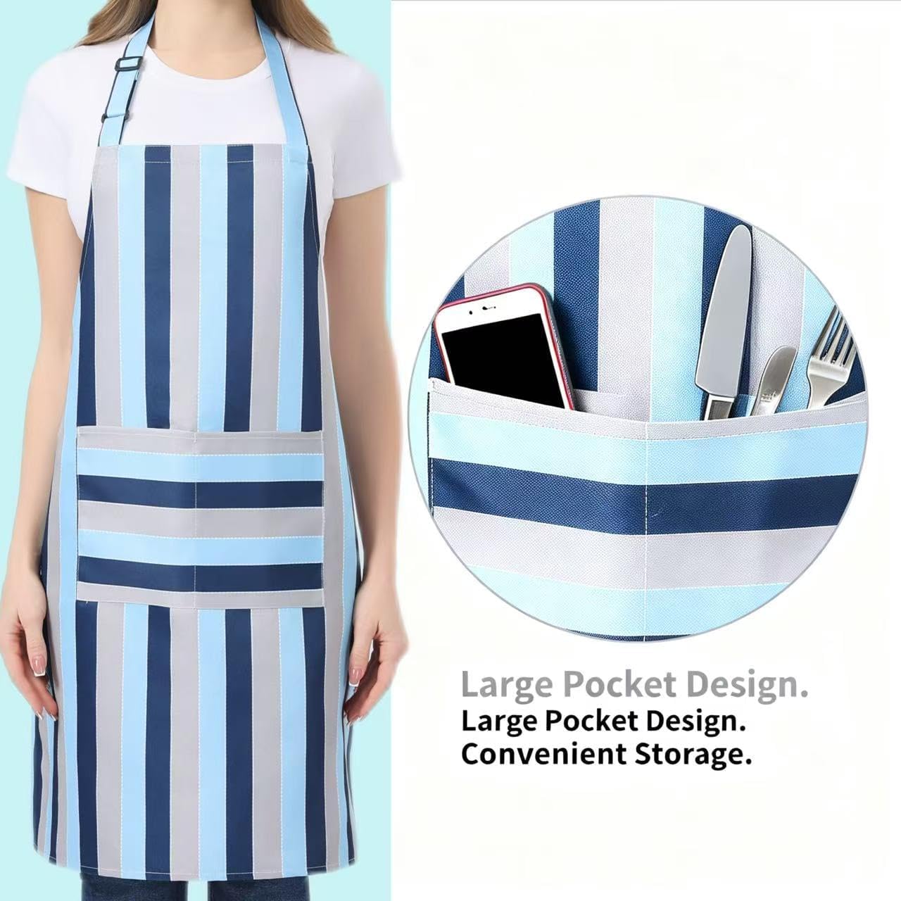 2 Pack Floral Waterproof Adjustable Womens Aprons with Pocket, Multi-Use Cooking Aprons for Kitchen Gardening Salon - Image 4