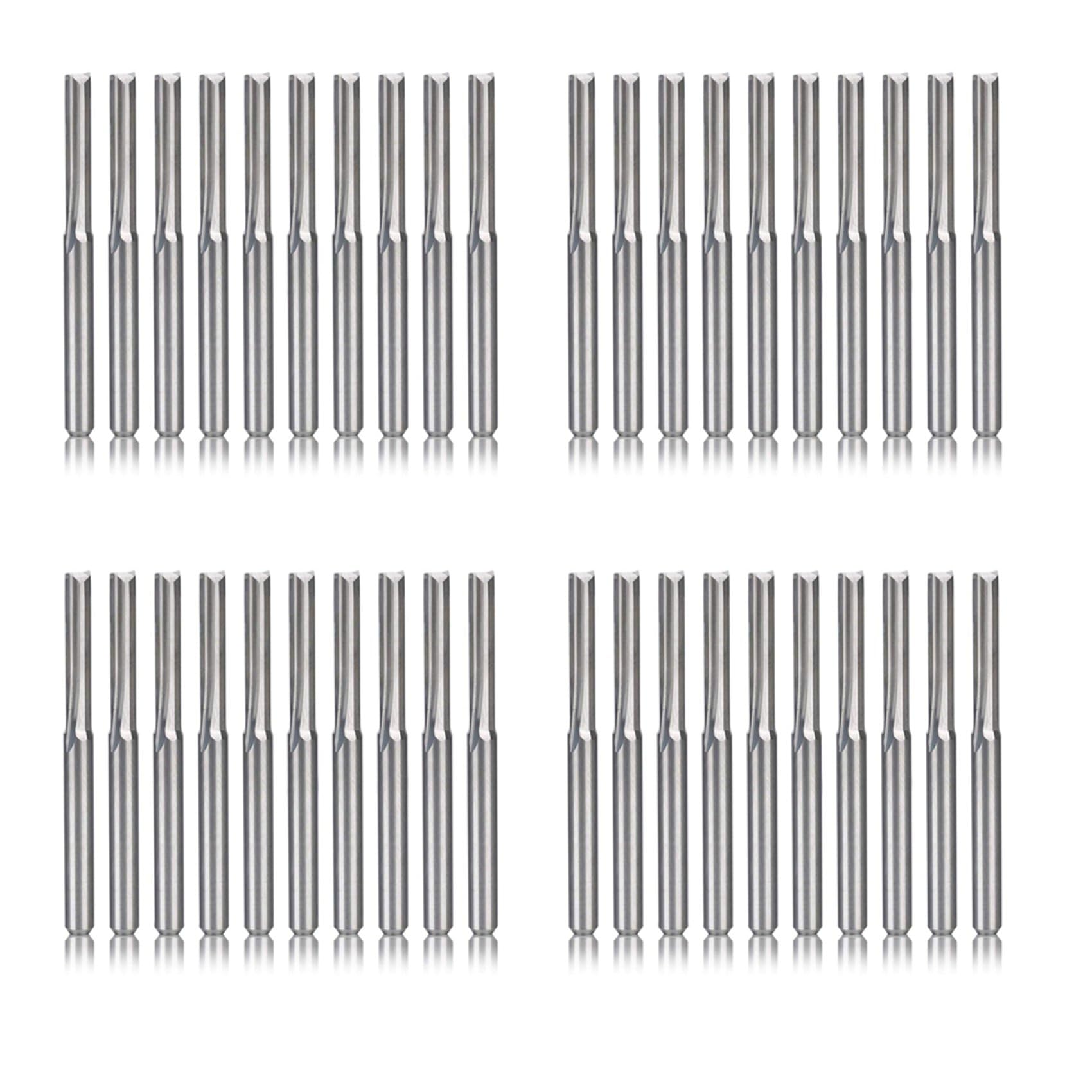 40 Pezzi 2 Flauto Punte del Router di Cnc 3.175 mm Dritto Fresa nel Acciaio al Tungsteno Fresa per Legno Plastica