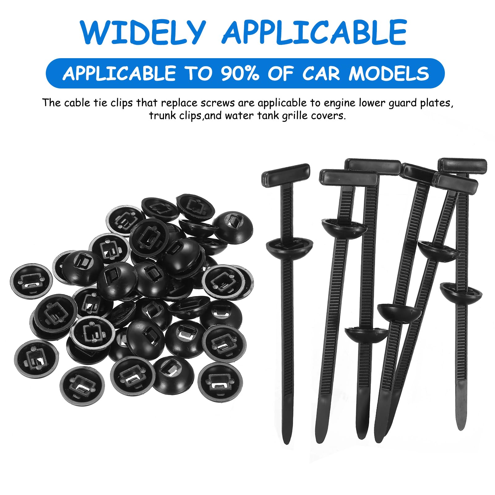 100 PcsBridas Plastico, Hebillas Universales de Nailon para Bridas de Cables, Nylon Universal Cable Tie Buckle, Soporte de Nailon Autoblocante Resistente, Bridas para Coche Reparación