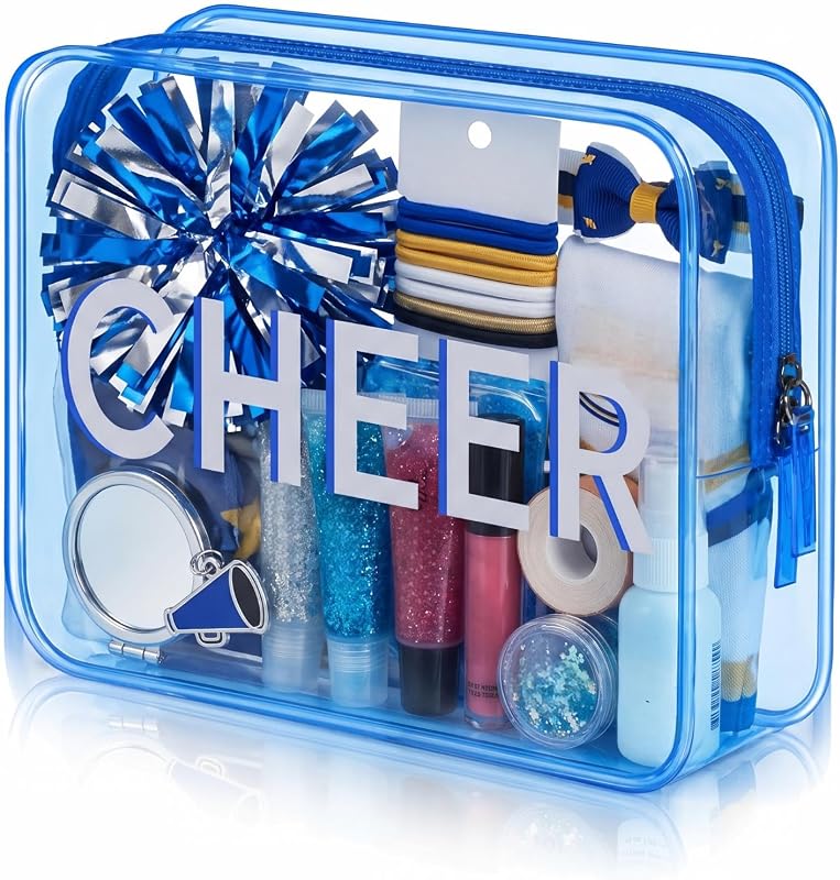 Shinylin Necessaire transparente azul com zíper e estampa CHEER, 1 unidade