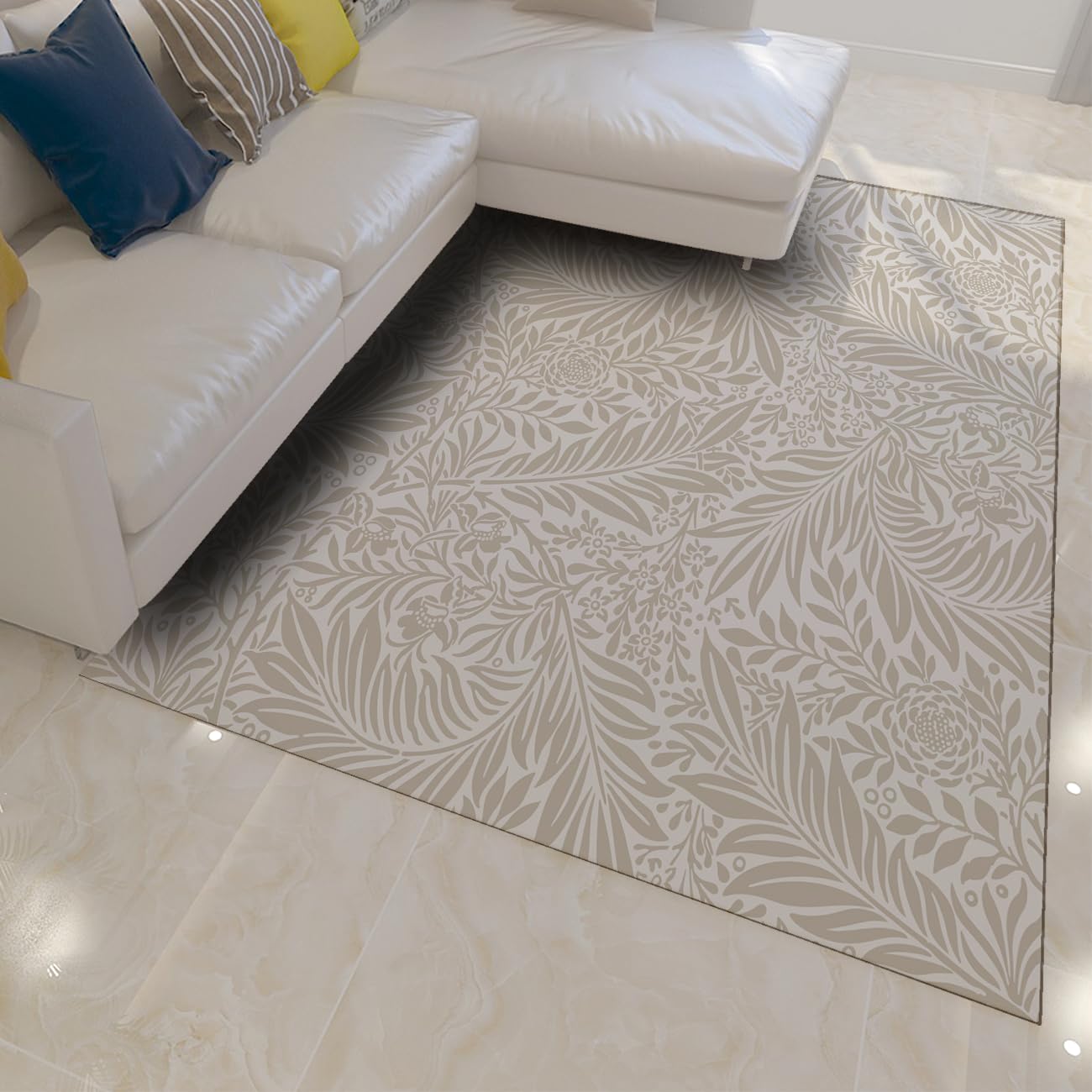 Tapis mince botanique vintage 140x180 cm boho chic pour salon
