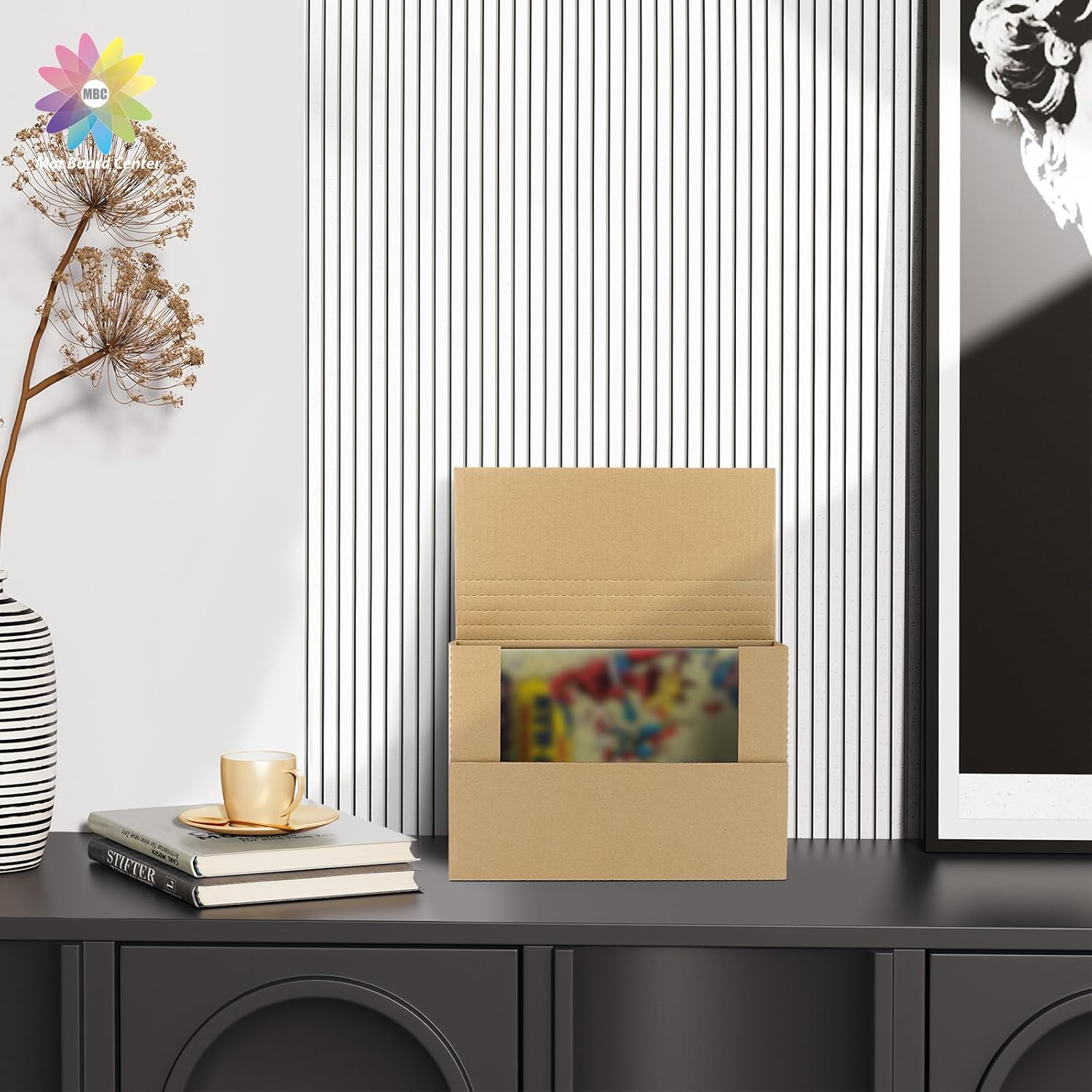 Mat Board Center, 25 Pack 10.75x7.5x2 Inch Easy-Fold Corrugated Mailer, for Comic Book Box & Height Adjustable Shipping Boxes for Document and Photo Mailing