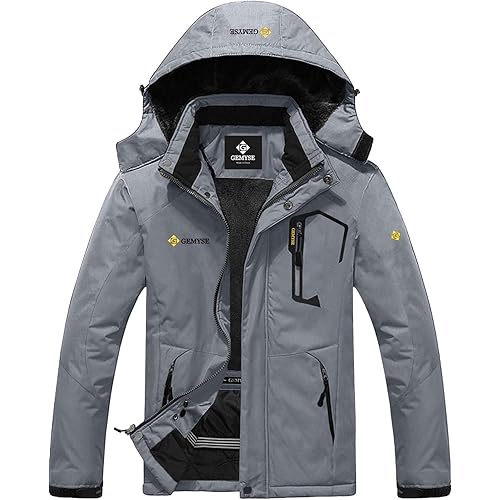 GEMYSE Men's Mountain Waterproof Ski Snow Jacket Winter Windproof Rain Jacket