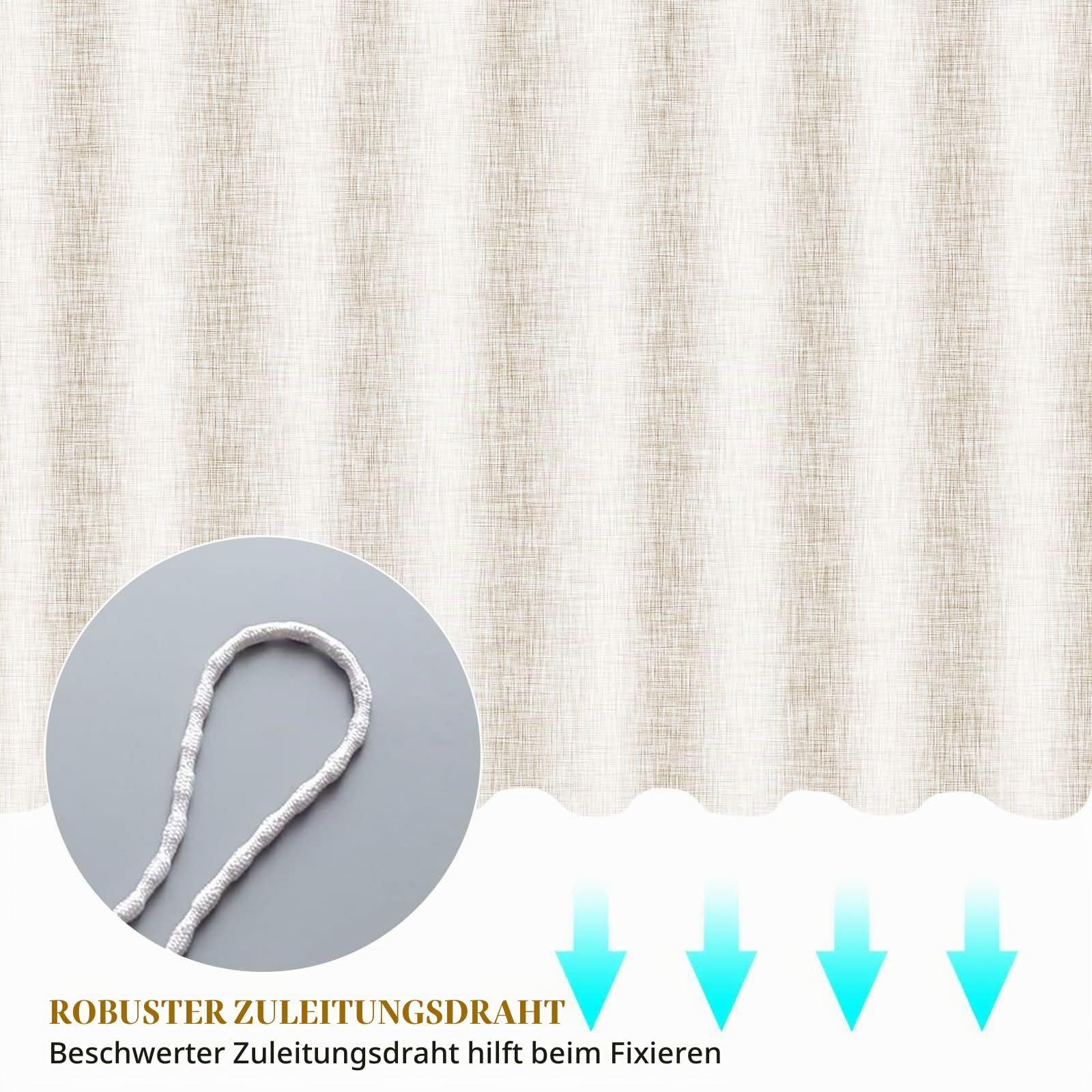 Duschvorhang 300x200cm Einfarbig Schimmelresistent mit 12 Ringen | Beige,Imitationsleinen Wasserabweisendes Gewebe,Rostfreie Metallösen,Maschinenwaschbar für Bad Wanne Hotel Ferienwohnung