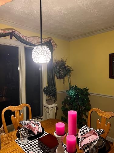 Miniatura 8 de Dolaimi House Paquete de 2 mini lámparas colgantes de 1 luz para interiores con pantalla de cristal poliédrico, montaje semiempotrado para