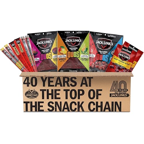 Jack Link’s DUOs Gift Box – Includes Beef Jerky, Chicken & Tender Bites, & Sticks, Great Protein Gifts for Dad, Men or Meat Lovers, Ideal for Holidays & More – 11-Piece Beast Snack Variety Pack