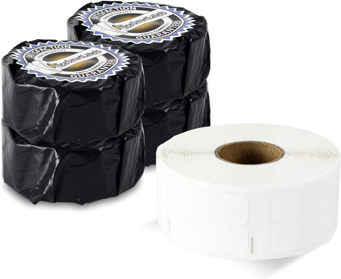 OfficeSmartLabels 1/2 x 1/2 inch, Self-Adhesive White 4-Up Multipurpose Labels, Compatible with 30335 (4 Rolls / 3000 Labels Per Roll)