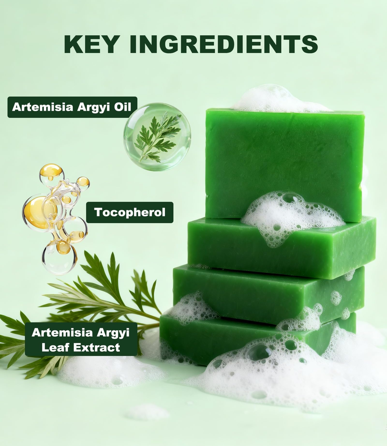 Natürliche Beifuß Seife, Beifuß duftende natürliche Öl Seife Extrakte Dusche,Tiefenreinigung Seifen Frauen Männer,die Reinigung Bad, moisturizing, handgemachte Bar mit dichten Schaum (8pcs)