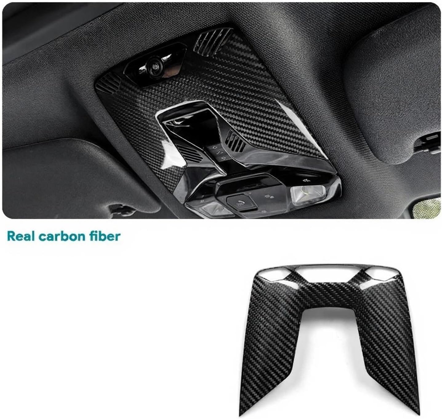 Real Hard Carbon Fiber Compatible for BMW Mini Cooper F65 F66 U25 Countryman 2024 2025 Car Roof Reading Light Cover Frame Sticker Styling(for f65)