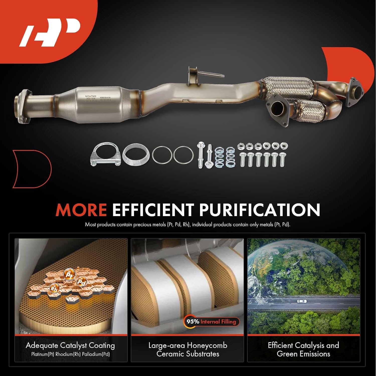 A-Premium Rear Catalytic Converter with Flex Pipe Direct-Fit Compatible with Nissan Pathfinder 2013-2020 & Infiniti QX60 2014-2020, JX35 2013, 3.5L, EPA Compliant