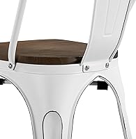 Vista 8 de Yaheetech Metal Dining Chairs Set of 4, Industrial Stackable Kitchen Chairs with Wood Top Seat for Dining Room/Restaurant/Bistro/Patio, Indoor &