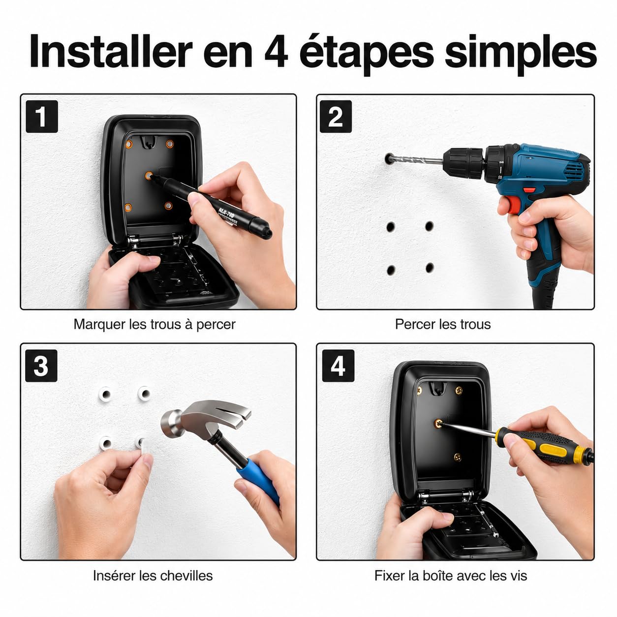 LDS® Boite à Clefs Sécurisée Extérieure – Approuvée par la Police – Coffre à Clés Étanche avec Code Réinitialisable à 12 Chiffres – Grand Rangement pour Clés de Rechange – Idéale pour Maison, V3