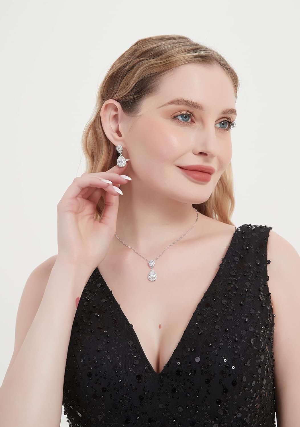 UDYLGOON UDORA Teardrop Cubic Zirconia Drop Earrings Necklace Bridal Jewelry Sets Wedding Prom Gifts For Bridesmaid - Image 4