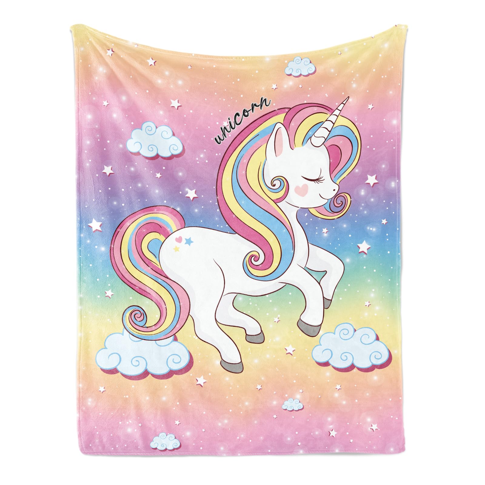 FEELJAM Coperta a forma di unicorno, in morbida flanella, per bambini, in microfibra, 150 x 200 cm, multicolore #2