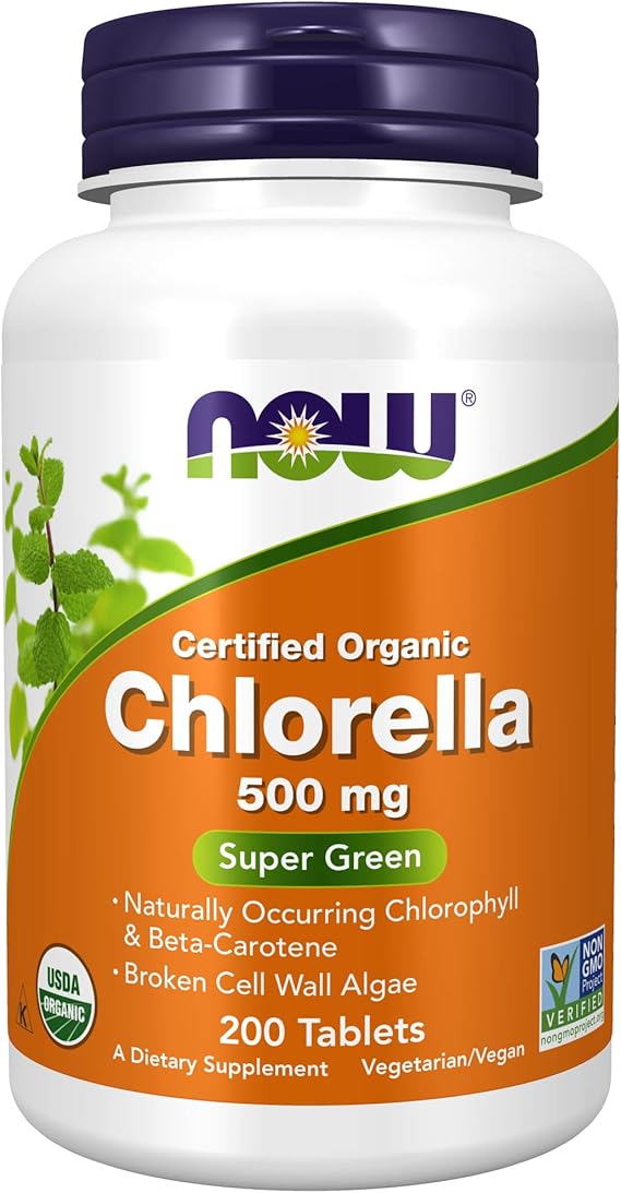NOW Supplements, Organic Chlorella 500 mg with naturally