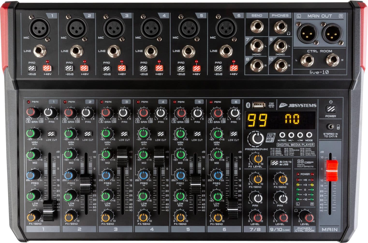 JB systems LIVE-10 8-Channel Mixer with Media Player