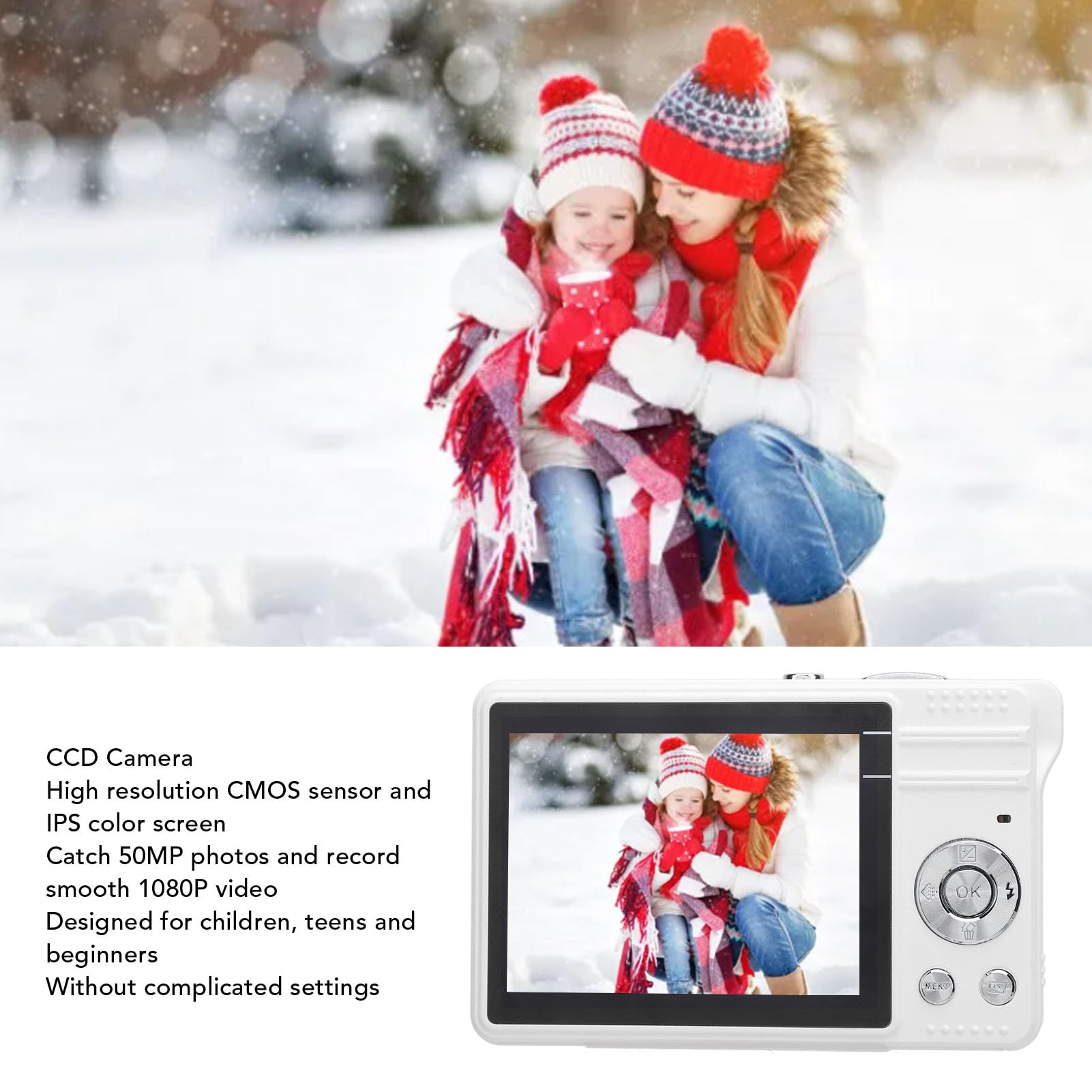 fotocamera, Videocamera for vlogging 1080P con schermo a colori IPS da 2,8 pollici, zoom digitale 16X, fotocamera compatta Point Shoot(32GB)