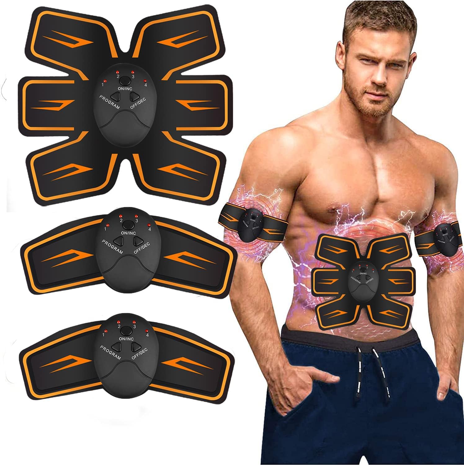 SHENGMI Abs Muscle Training Belt, Muscle Toner, Portable Rechargeable Gym Abs Workout with 6 Modes and 10 Intensities Equipment and Home Office Fitness Ab Belt Equipment for Abdomen Black