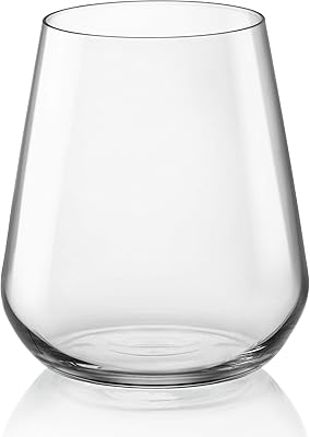 Bormioli Rocco InAlto Uno Stemless Glass, Set of 6, 15.25 oz, Clear
