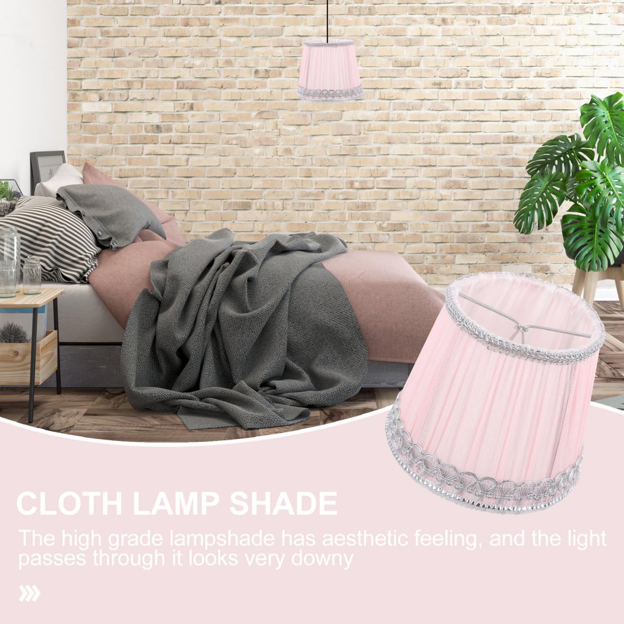 KALLORY Chiffon Pleated Lampshade Replacement, Small Fabric Lamp Shade | Cover with Elegant Trim, Decorative Light Shade for Table Lamp, Pendant Light, Floor Lamp and Wall Sconce Fixtures