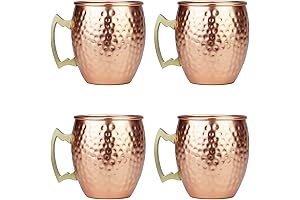 ARORA Moscow Mule Mugs, Set of 4, Aluminum Hammered Handcrafted Cups