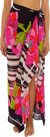 Trina Turk Bougainvillea - Womens Pareo, Casual, Floral Print, Beach Cover Ups for Women, Multicolor, One Size