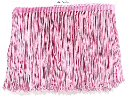 SEW TRENDS 10 Yards of 6" Long Chainette Fringe Thread Yarn Tassel Trim Braid Fringe for Crafts Sewing and Decor-Baby Light Pink