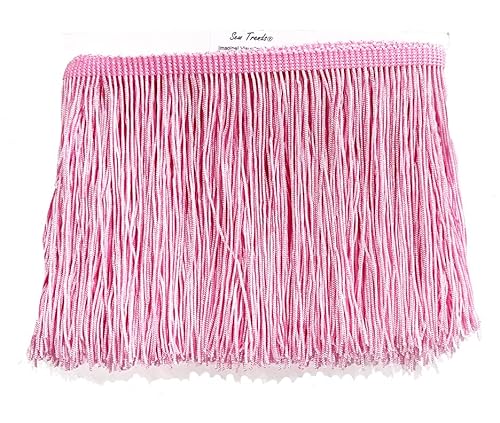 Sew Trends 10 Yards Of 6" Long Chainette Fringe Thread Yarn Tassel Trim Braid Fringe For Crafts Sewing And Decor-Baby Light Pink #TOP3