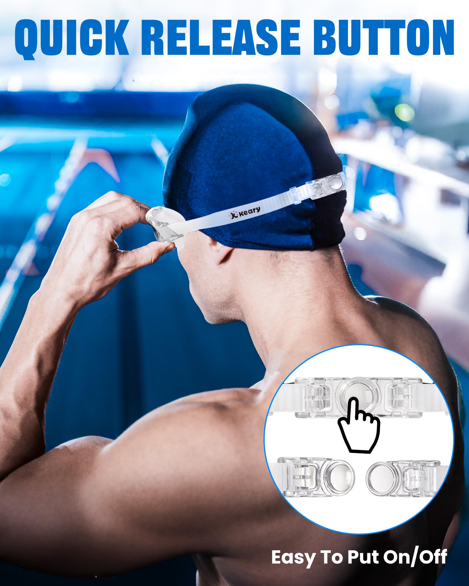 Keary Occhialini da nuoto per adulti per uomini e donne, occhiali da nuoto per giovani, protezione UV, anti-appannamento, per piscina