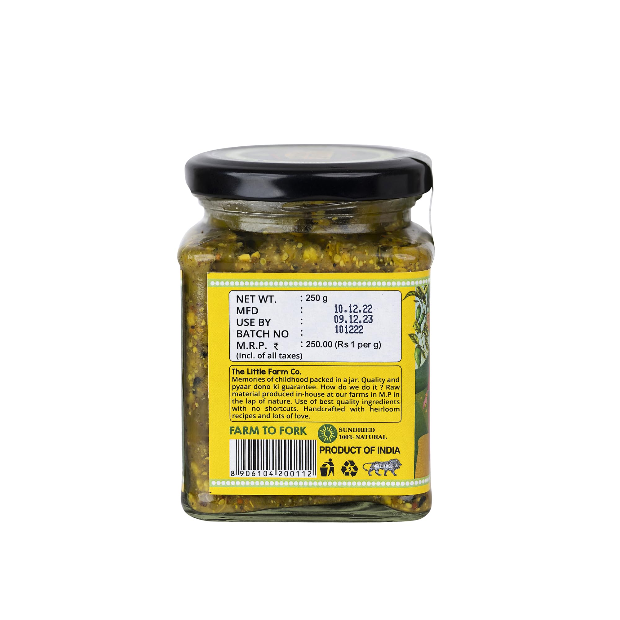 THE LITTLE FARM CO Green Chilli Pickle - Hari Mirch ka Achar (250g)| Less Oil Mustard Base Homestyle Tangy Flavour Chilli Pickles | No Added Preservatives, Artificial Colours & Flavours | Traditional Recipe - Image 5 thumbnail