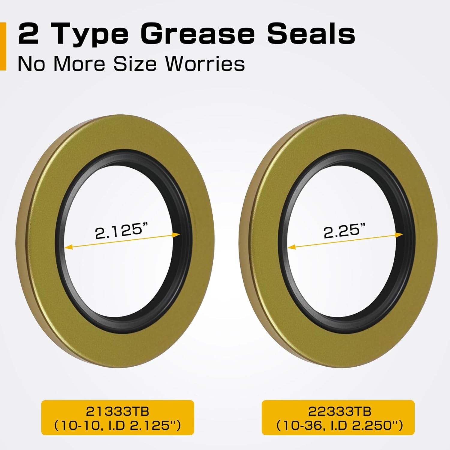4Sets 25580/15123 Trailer Axle Hub Bearings Kit | Includes 21333TB/10-10 & 22333TB/10-36 Grease Seals, 2.44'' Dust Caps, Cotter Pins | Fits 5200-6000 lbs Trailers with #D42 Tapered Spindle