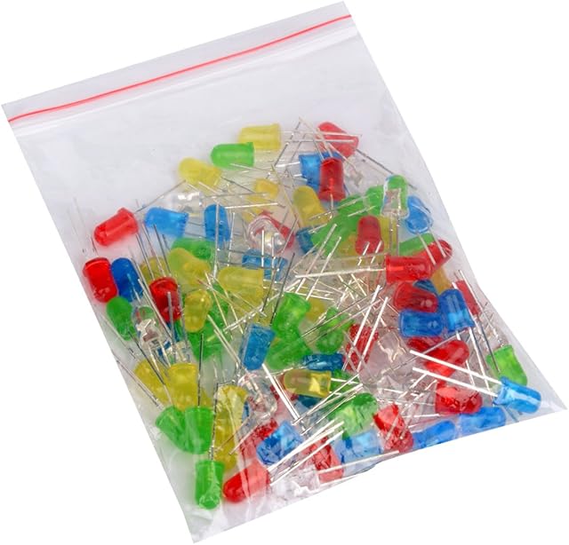 Youmile 100-Pack LED Round Red Yellow Green Blue White Light emitting diode Mix Color 5mm