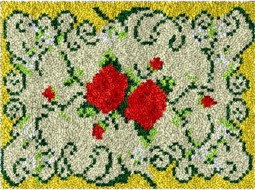 Yglnden Latch Hook Kit Rug DIY Throw Cover Crochet Needlework Printed Canvas Decor for Adults (Christmas B:52x38cm/20 X15)