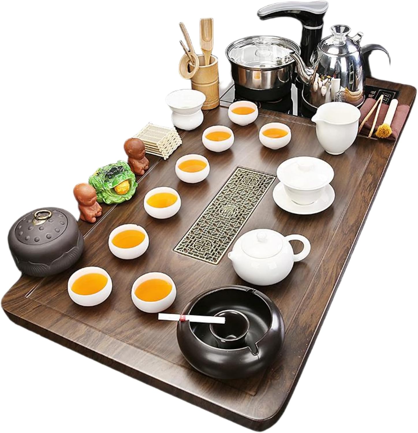 MOYEE Chinese Gongfu Tea Set,Home,Gifting and Office 套装家用客厅 Fully Automatic Tea Set,全自动烧水一体茶盘 Chinese Gongfu Tea Tray 轻奢高档泡茶台整套茶海 A1672