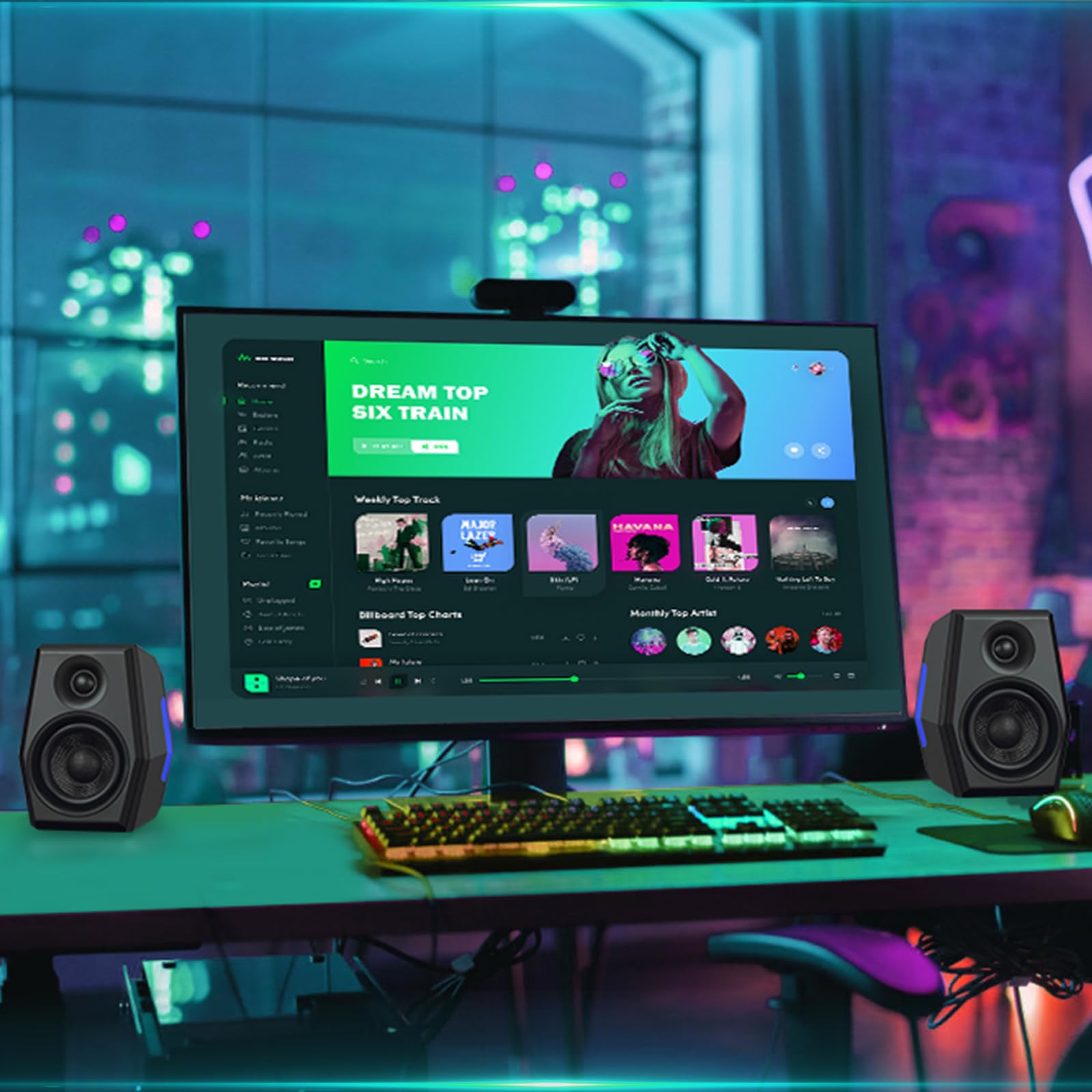 Sanyun SW209 Casse Gaming 2.0 36 W, Audio Tattico 3 Modalità DSP | Gaming/Film/Musica, DAC 24 bit, USB-C/Bluetooth 5.2/AUX, Driver Fibra di Vetro 7 cm + Cupola Seta 18 mm, RGB (Coppia, Nero)