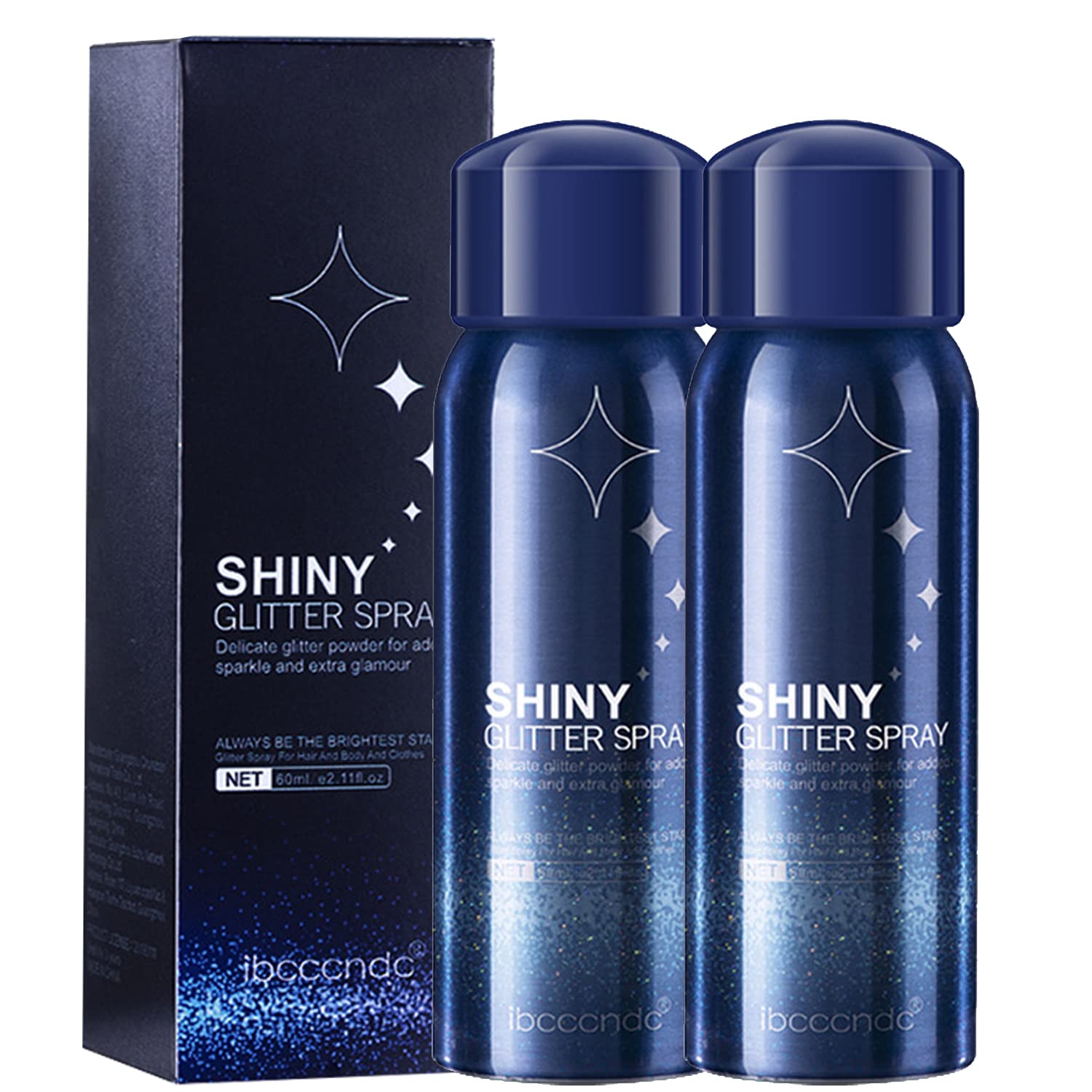 VUCATIN Body Glitter Spray- Skin, Face, Hair and Clothing Temporary Shimmery Spray for Club, Prom, Party, Photoshoot 2oz (2PCS)