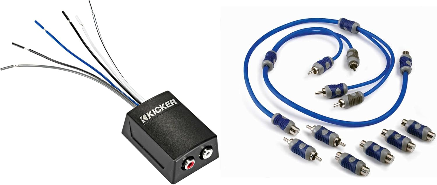 Kicker 46KISLOC2 K-Series Stereo Line-Output Converter w/Remote Turn-On Output w/ 46KIYFM Y-Adapter M/F Signal Cable