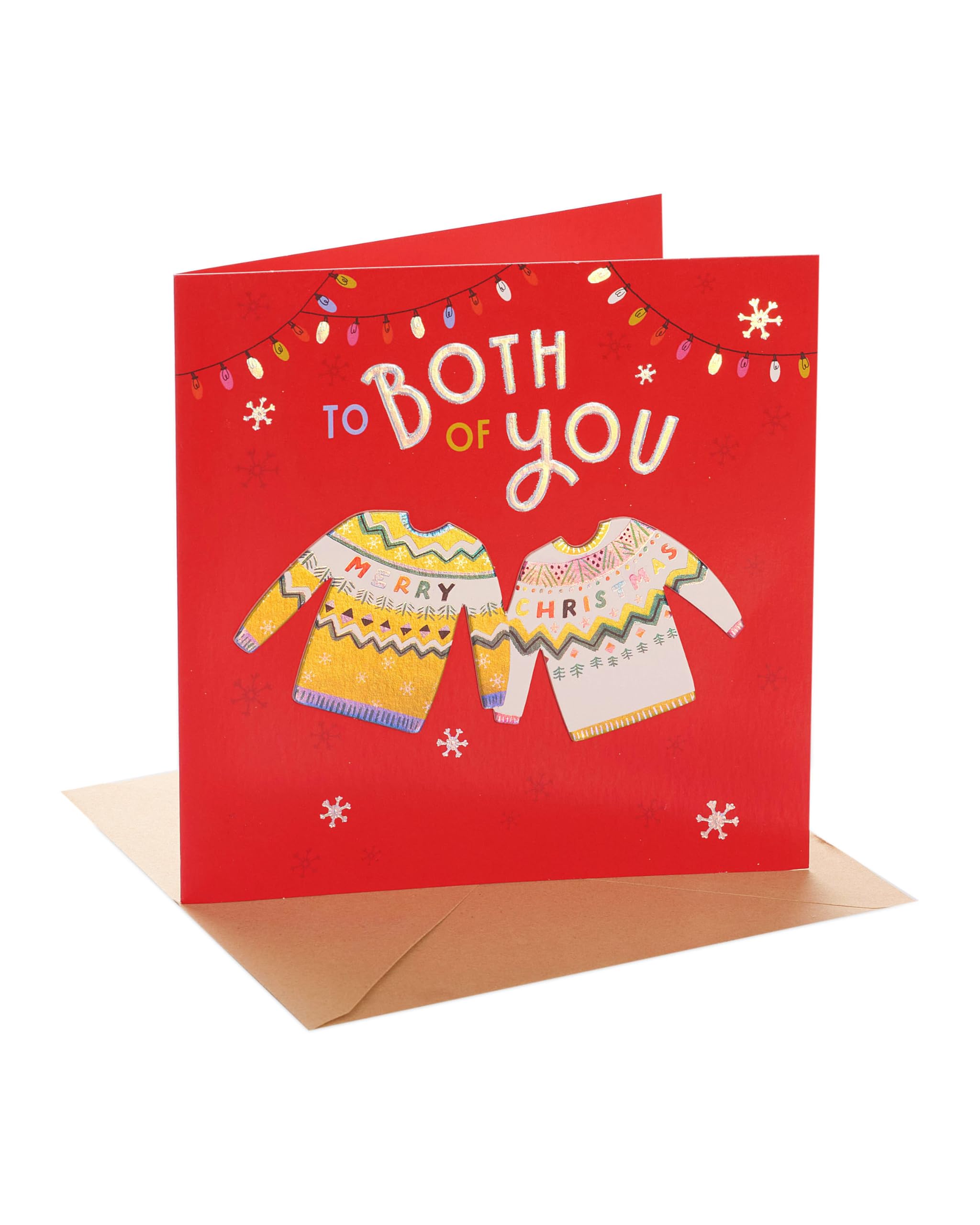 UK Greetings Christmas Card To Both of You - Knitted Jumpers Design
