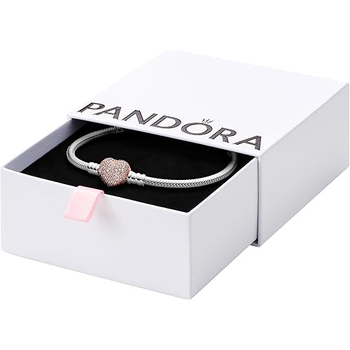 Pandora Moments Sparkling Heart Clasp Snake Chain Bracelet