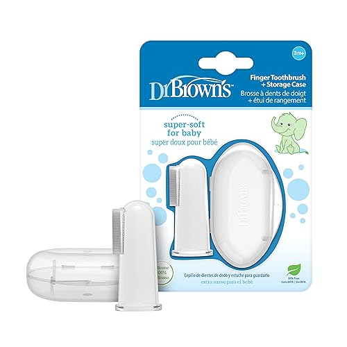 Dr Browns Cepillo de dientes de silicona para bebé con funda de almacenamiento de viaje 3M