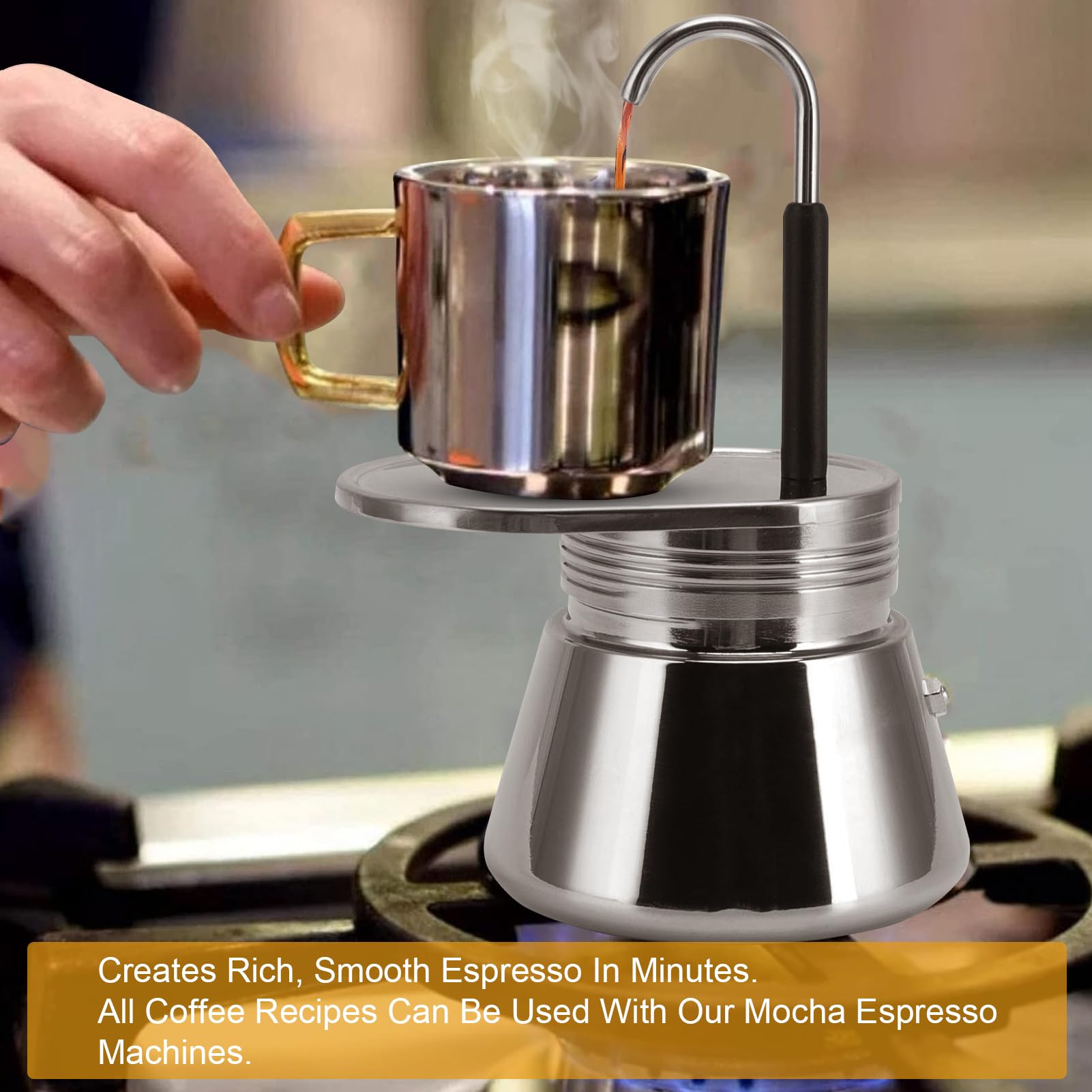 Moka - Olla de aluminio Moka, cafetera Moka, estufa Moka, cafetera italiana, cafetera para estufa, cafetera espresso para café fuerte con sabor