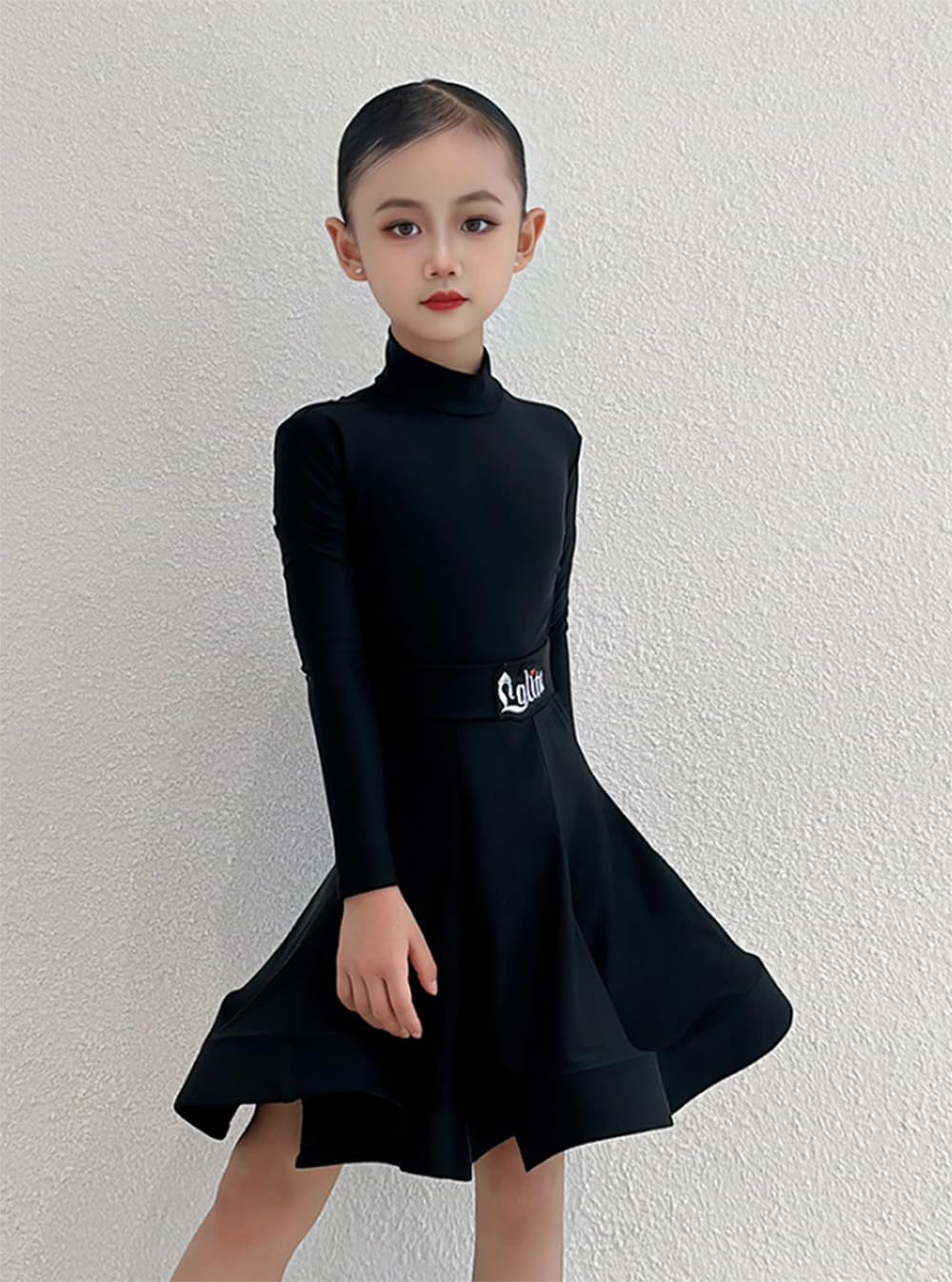 Dziewczęca Sukienka Do Tańca Latynoamerykańskiego Długie Rękawy Kostiumy Do Tańca Tango Chacha Dla Dzieci Strój Do Ćwiczeń Tanecznych(170cm)