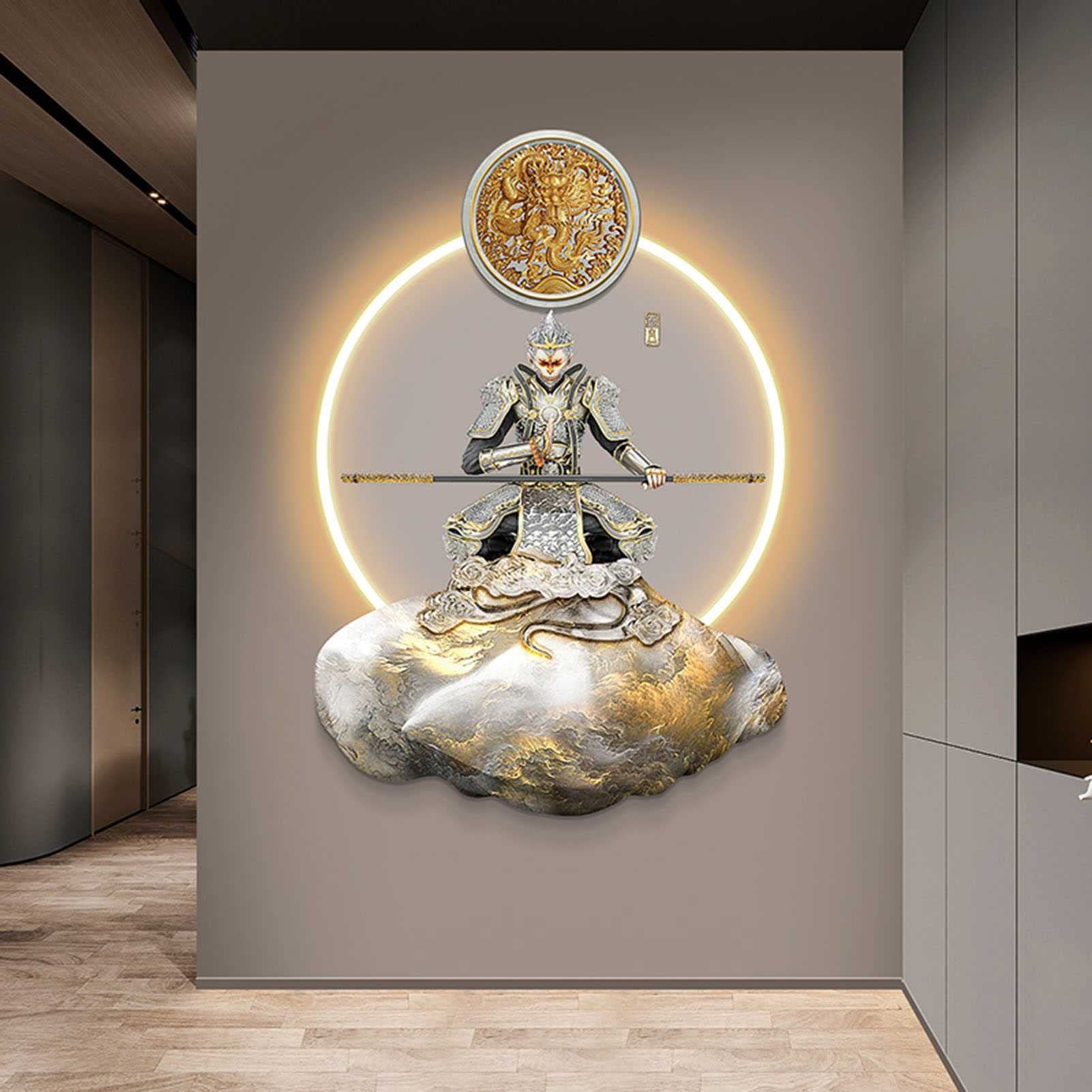 Amazon.co.jp: メタル壁装飾 LED ライト壁彫刻壁装飾品手作り 3D