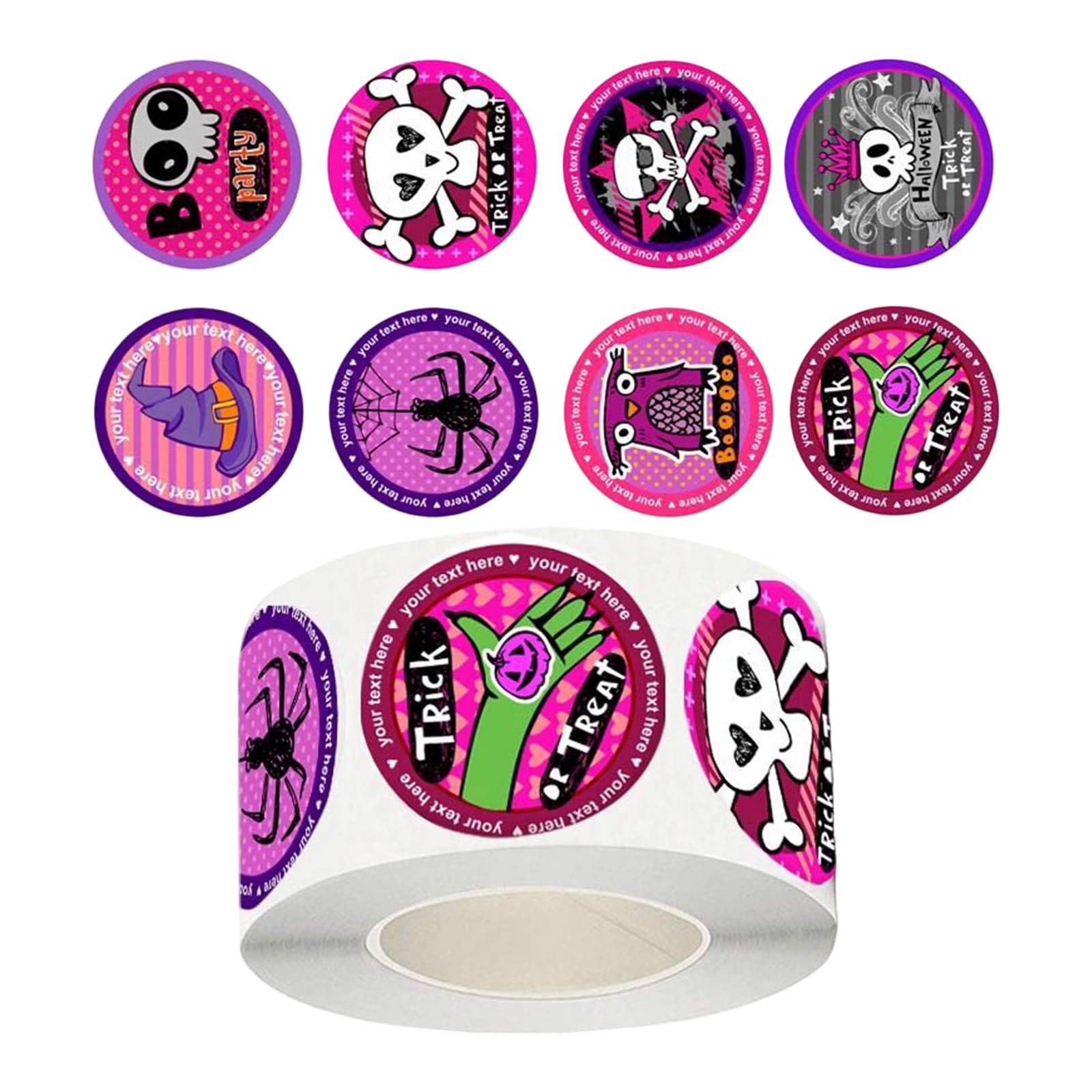 Adhesive Halloween Decorations Spiders Skull Sticker Roll Party Supplies Labels for Home School Holiday Themes Halloween Spiders Skull Sticker