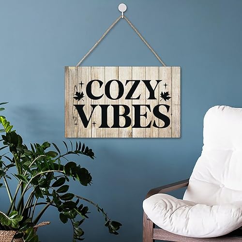 Vista 101 de Letrero decorativo para puerta delantera, decoración rústica de bienvenida de otoño para colgar en la pared, placas de madera para porche de granja