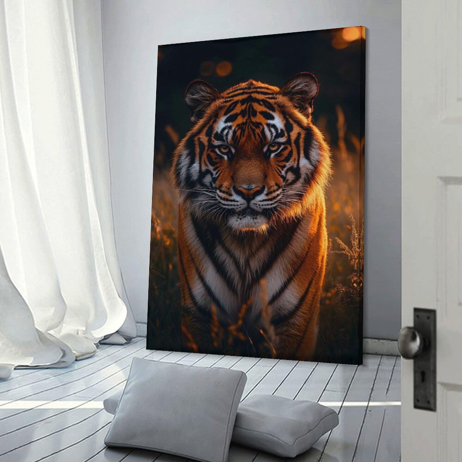 Junmoney Majestic Tiger Portrait Wall Decor Canvas Print 24x36inch(60x90cm), for Sofa Walls, Lounge Or Home Corners, Modern Wall Decor for Cosy Interiors